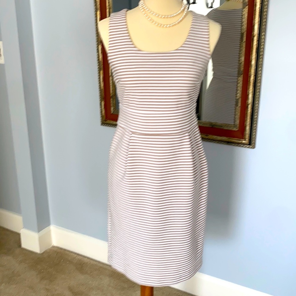 Banana Republic tan and white stripped dress